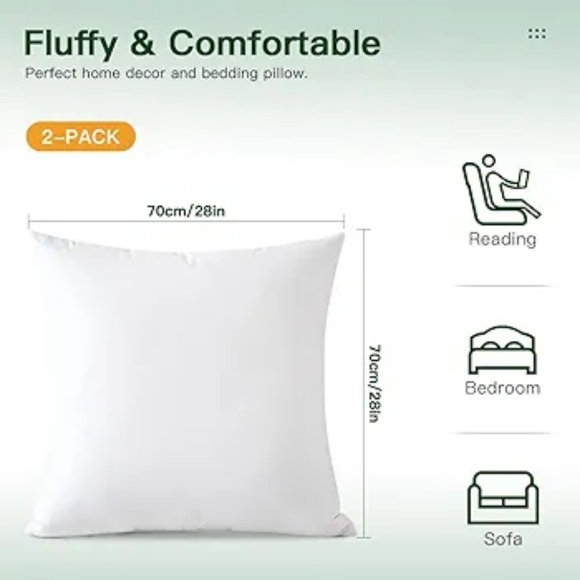 Pack of 2 Down and Feather Throw Pillow Inserts, 28 x 28 Soft Fluffy - Picture 5 of 10